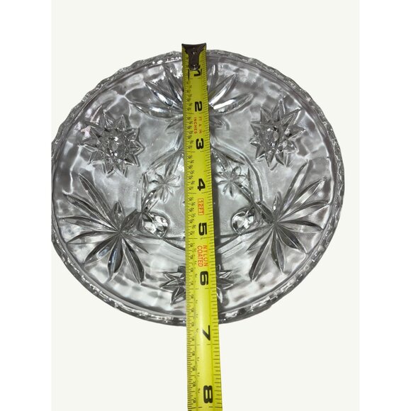 Vintage Starburst Pattern Clear Glass Footed Bowl - Picture 11 of 11